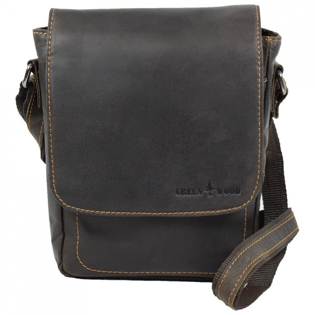 Leather shoulder bag Green Wood | Alex