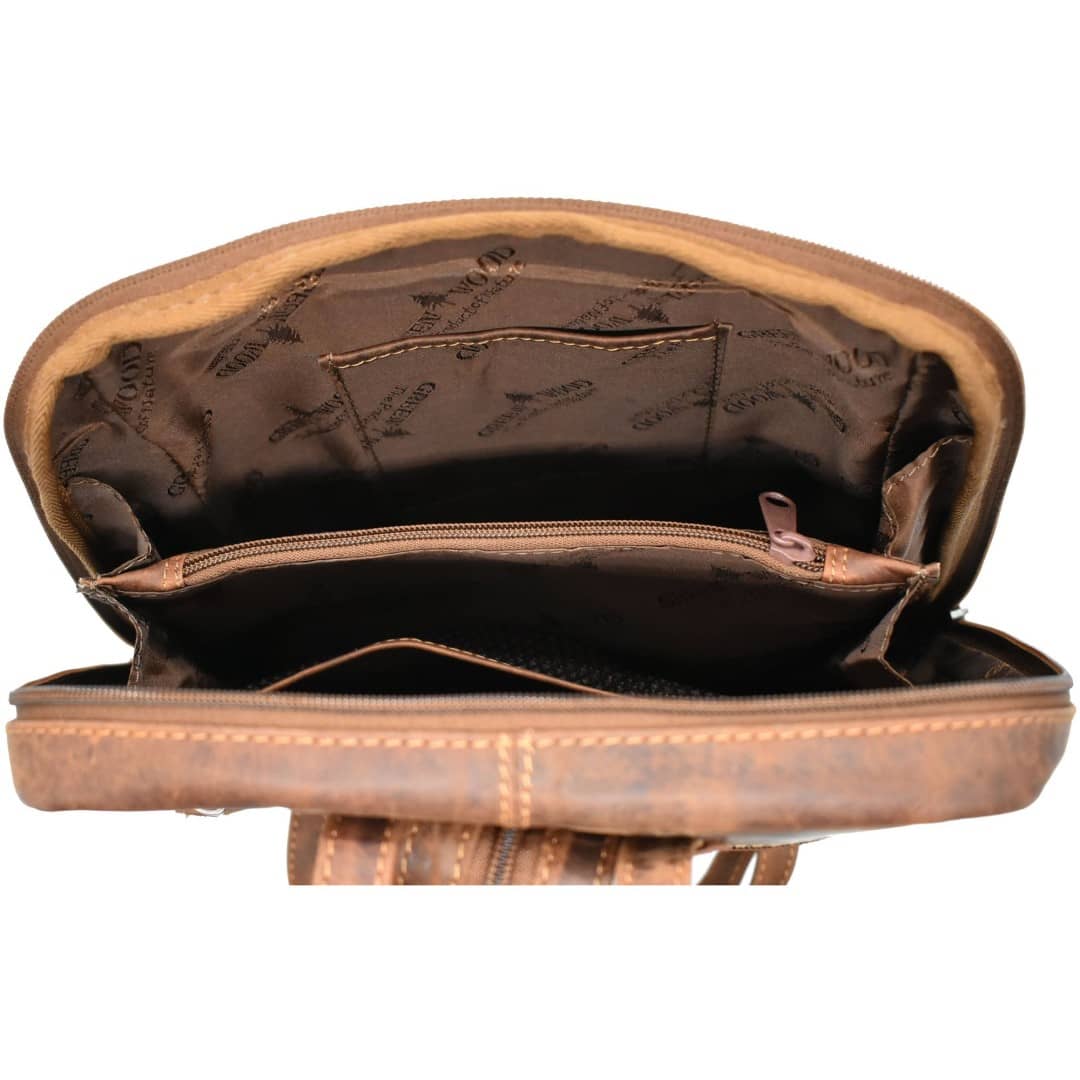 Leather backpack Green Wood | Angel