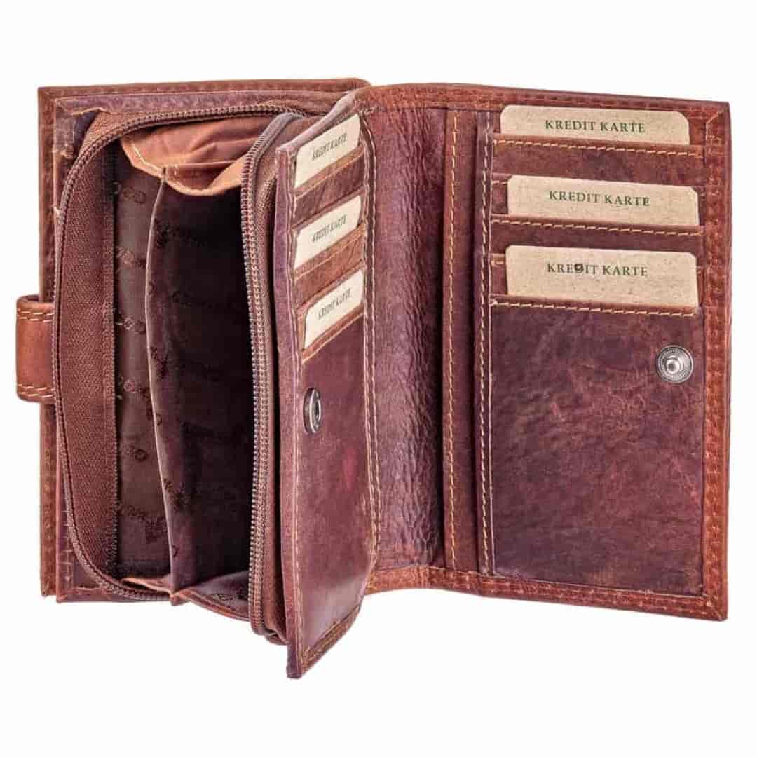 Leather wallet for women Green Wood | Nova