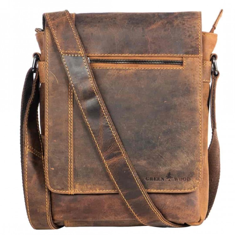 Leather shoulder bag Green Wood | Leo
