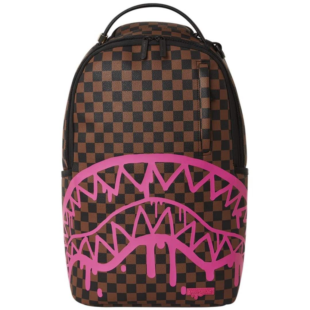 Backpack Sprayground | Pink Drip Brown Check Dlx