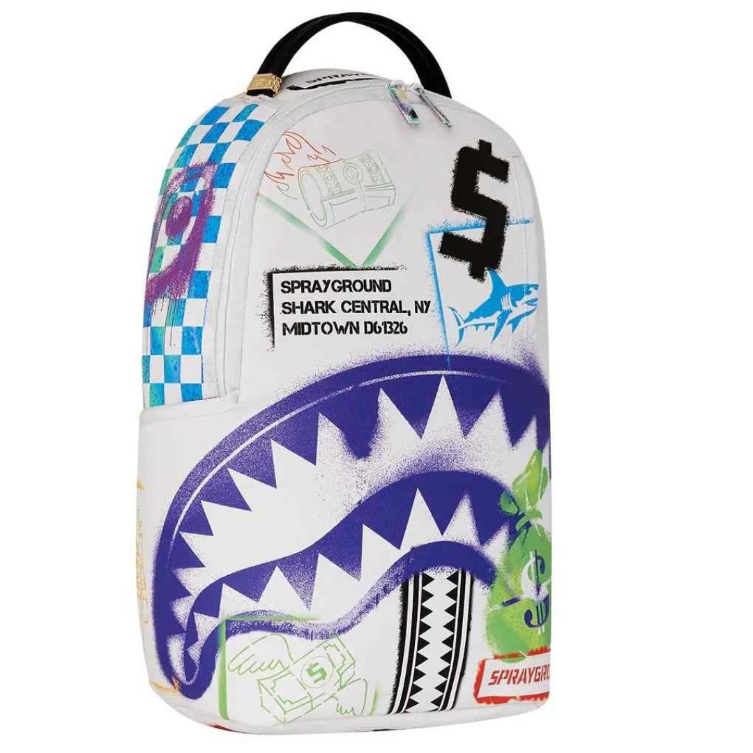 Rucksack Sprayground | Shark Central Stencils White DLXSV