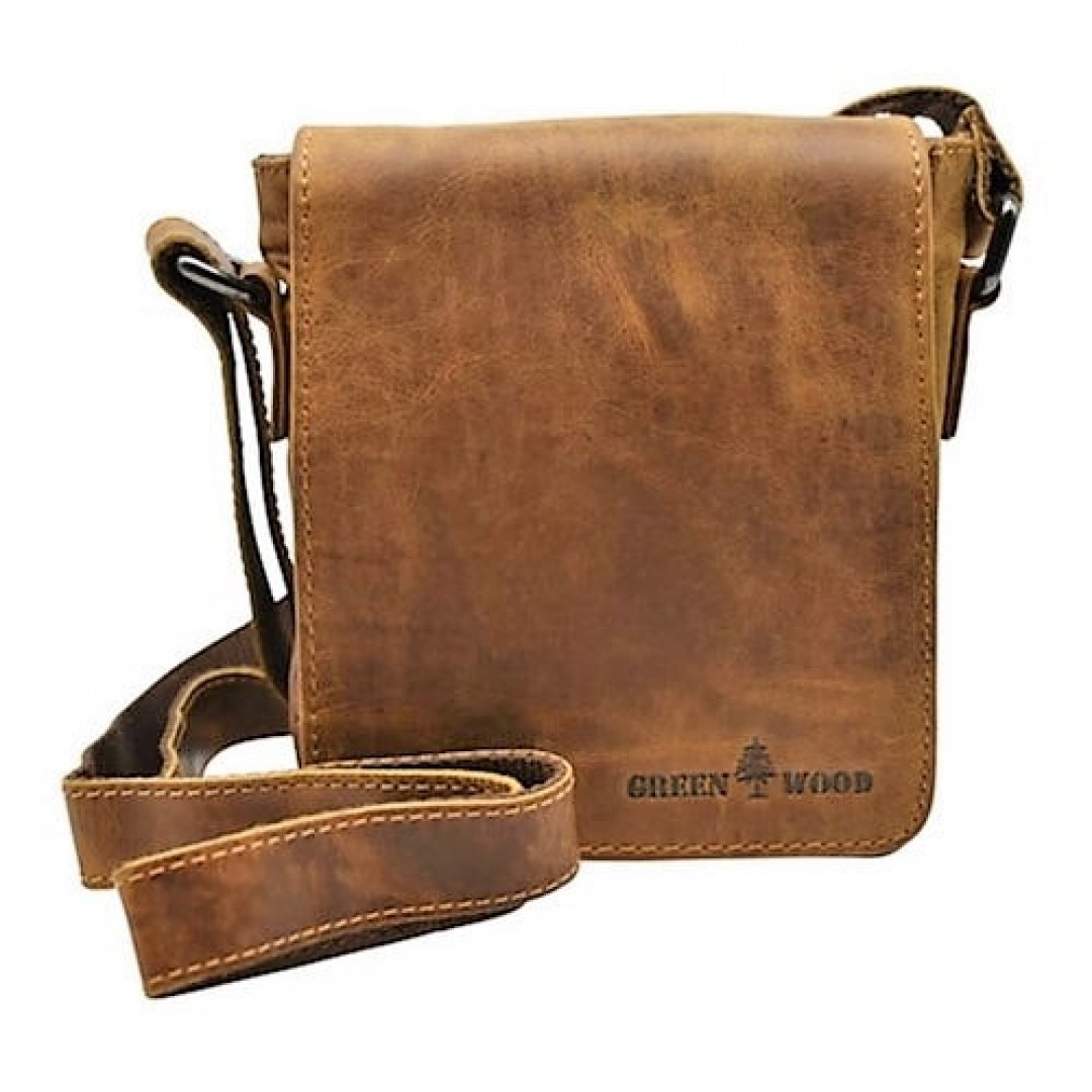 Leather shoulder bag Green Wood | Theo 