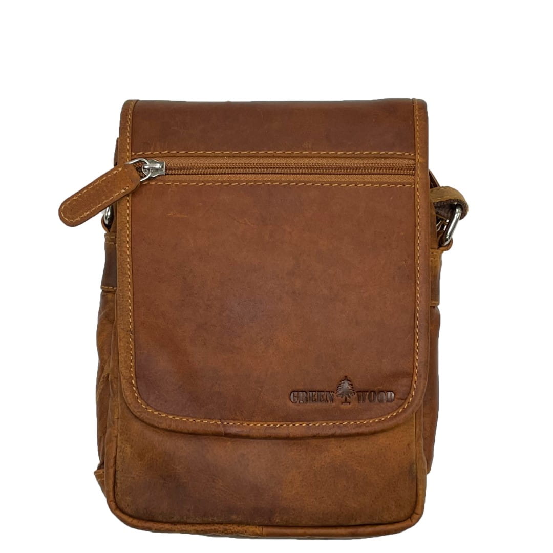 Leather shoulder bag Green Wood | Logan