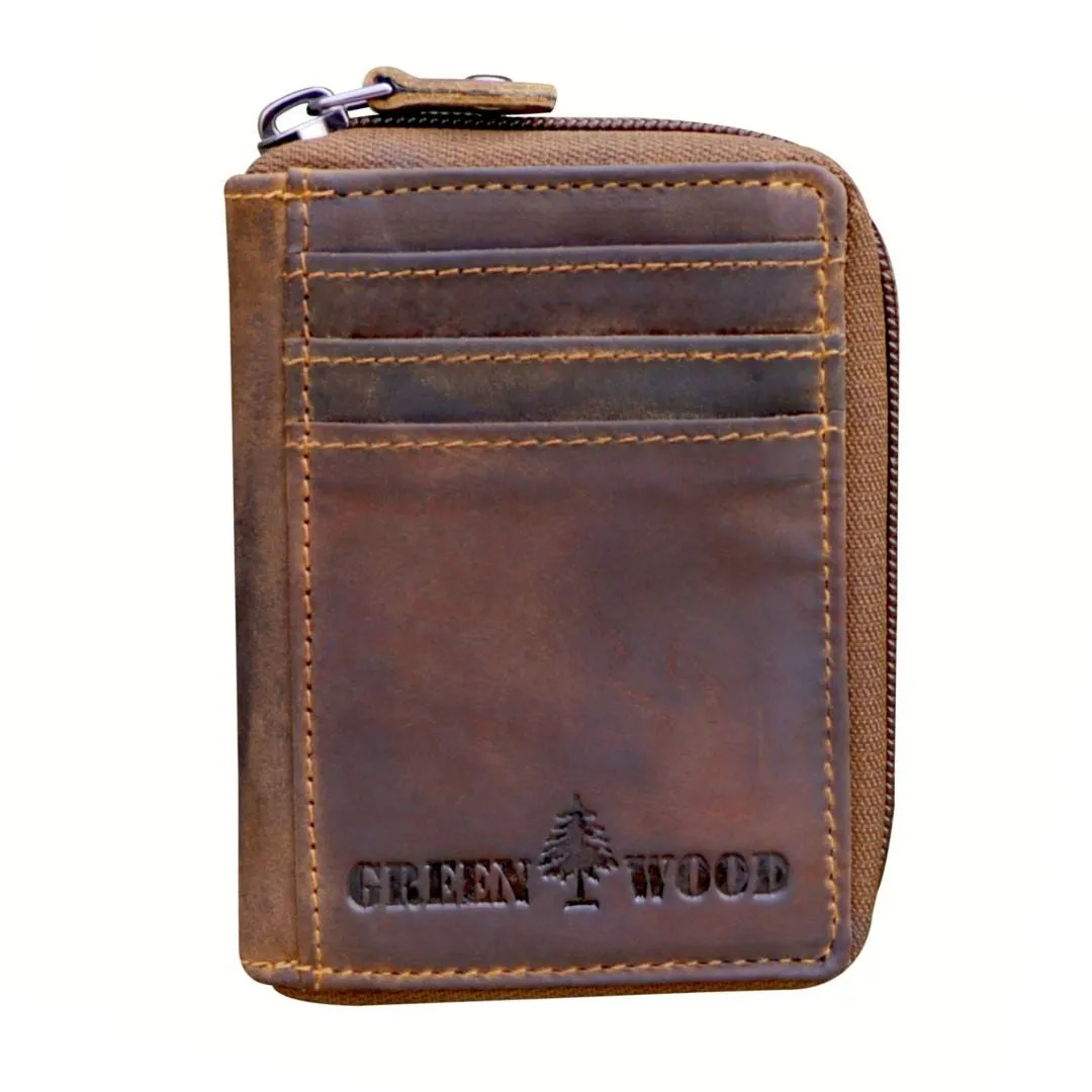 Usnjen etui za kartice Green Wood | Niky