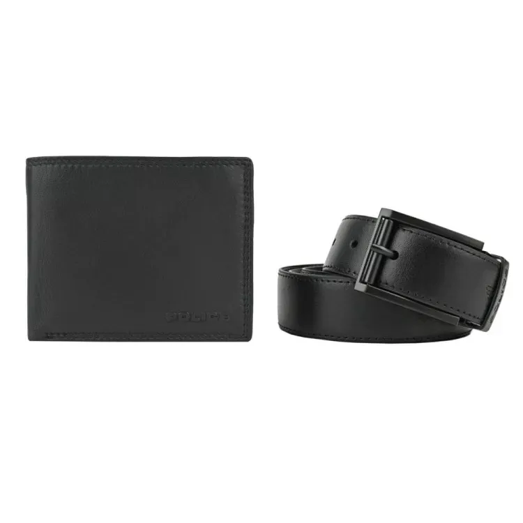 Men's leather wallet with leather belt Police | Sorrento