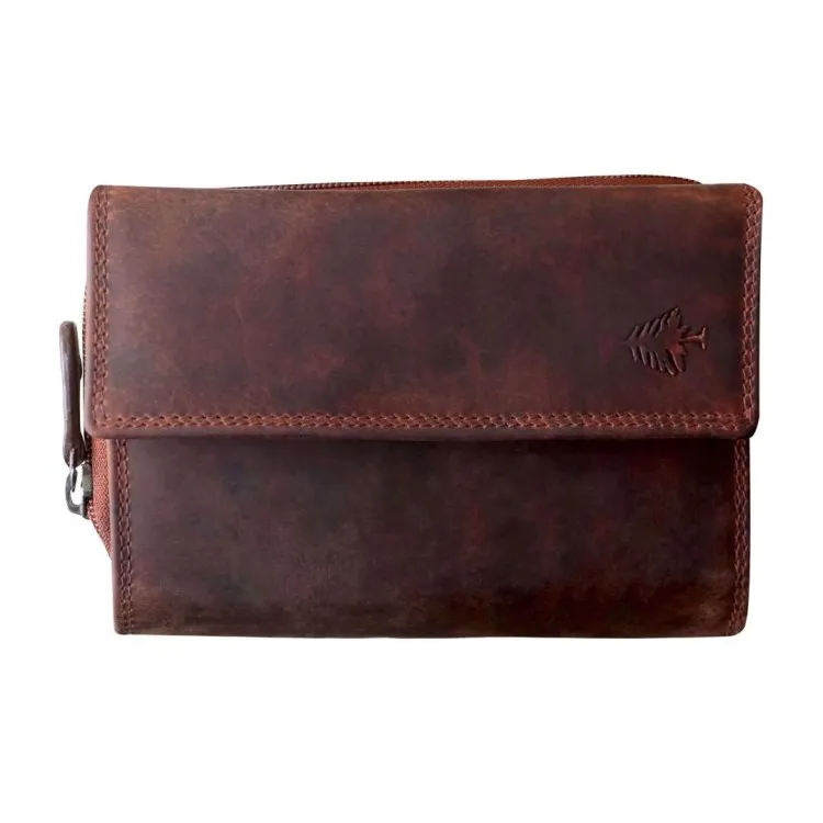 Damen Leder Geldbörse Green Wood | Mija