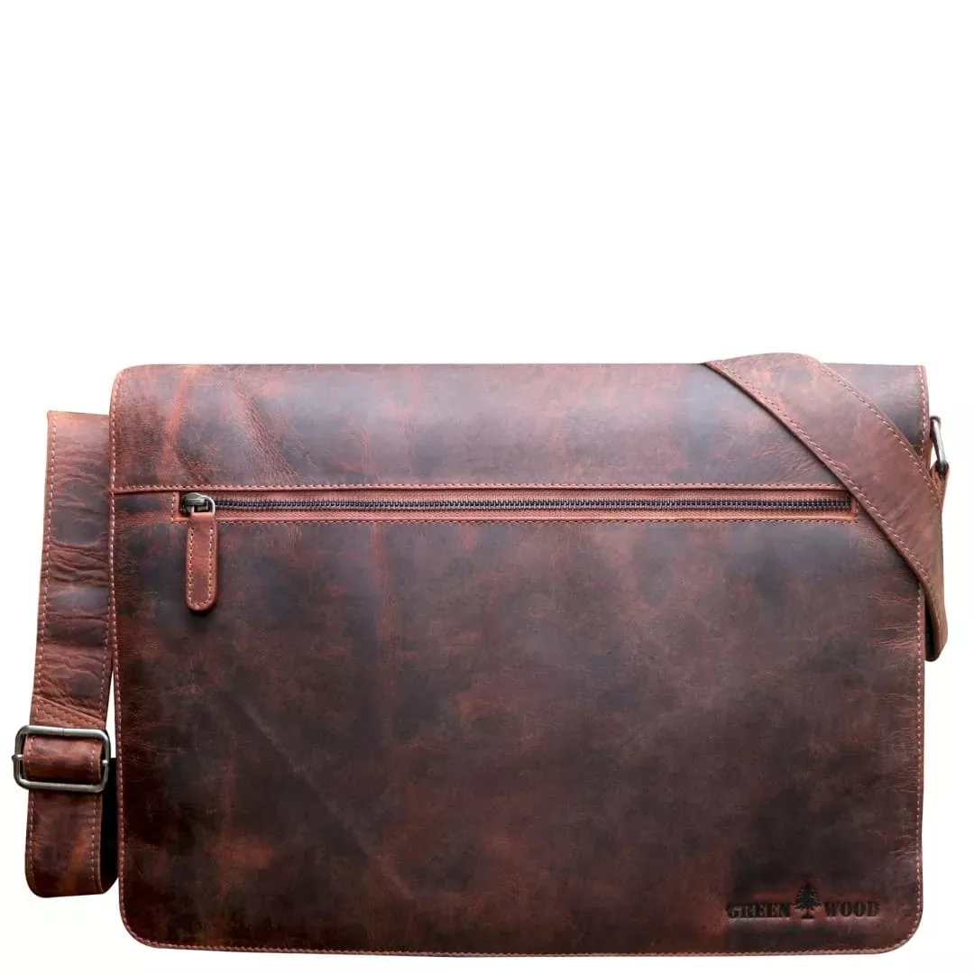 Usnjena poslovna torba Green Wood | Leo 