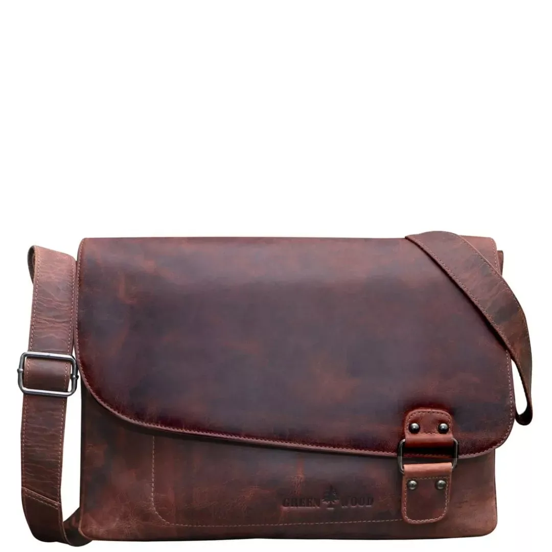 Usnjena poslovna torba Green Wood | Urban