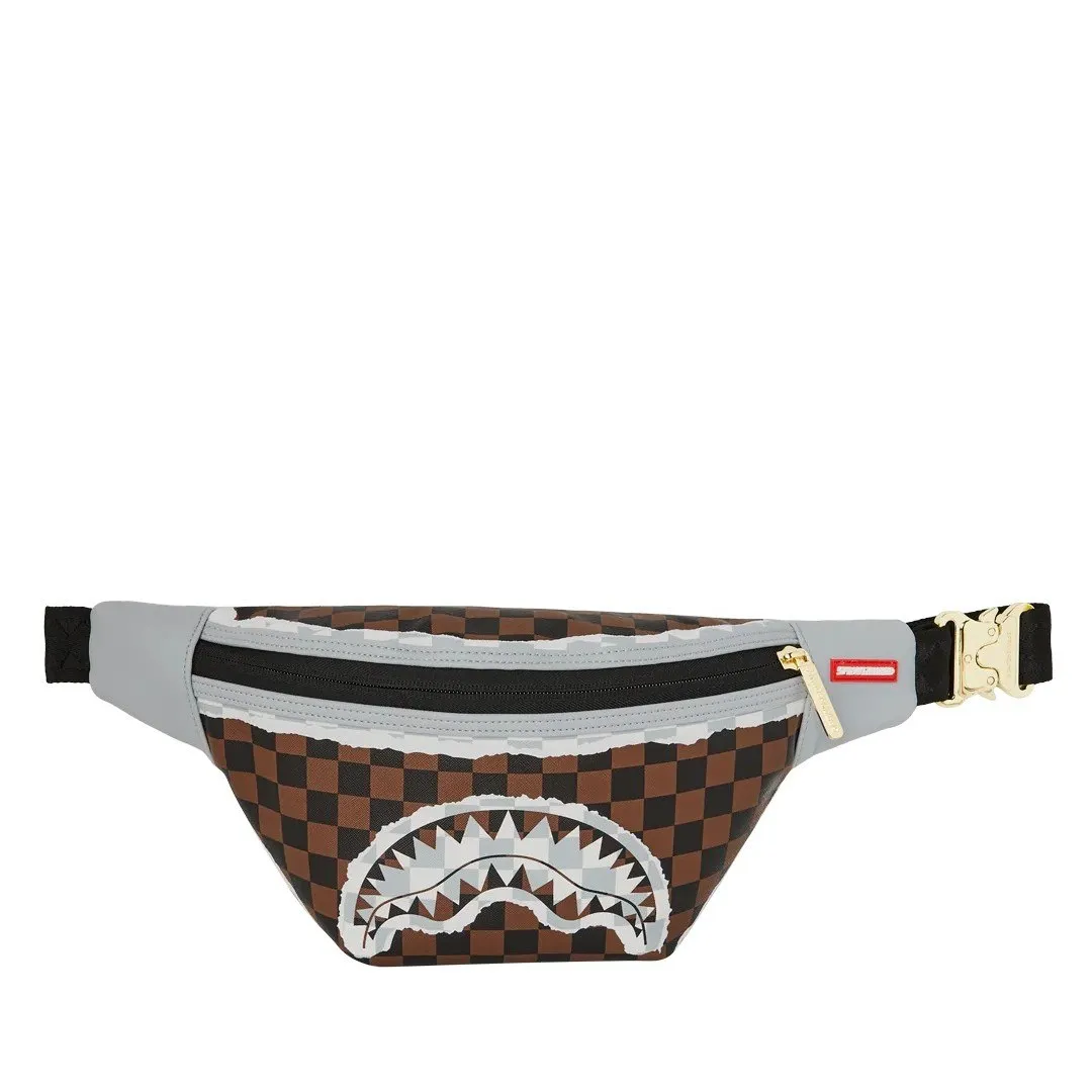 Torbica za oko struka Sprayground | Cream And Brown Tear Check Savvy Crossbody