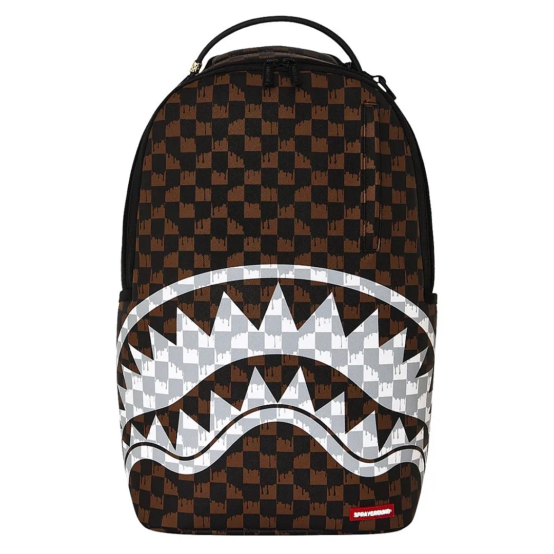 Rucksack Sprayground | Brown And Cream Drip Check Shark