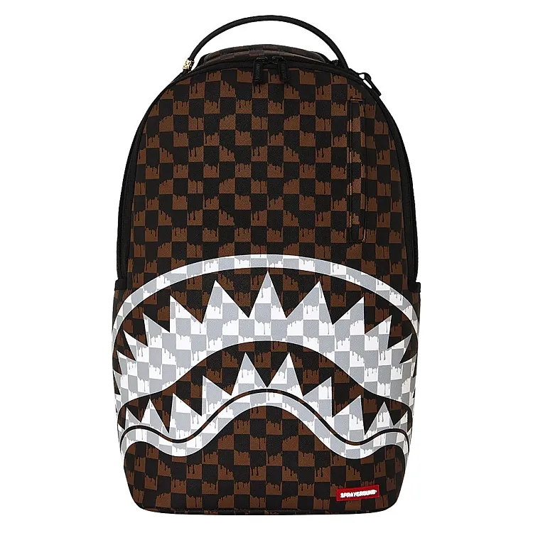 Rucksack Sprayground | Brown And Cream Drip Check Shark