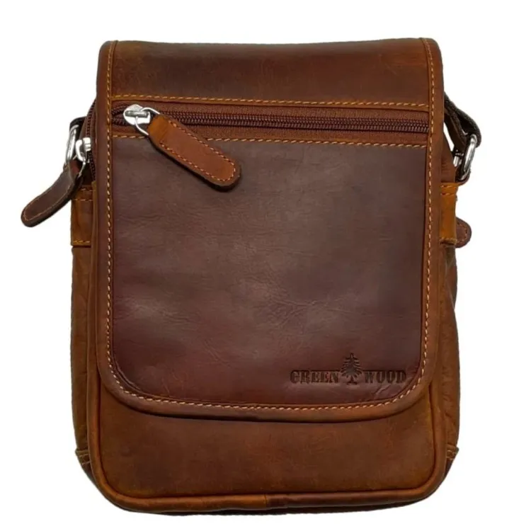 Leder schultertasche Green Wood | Mateo