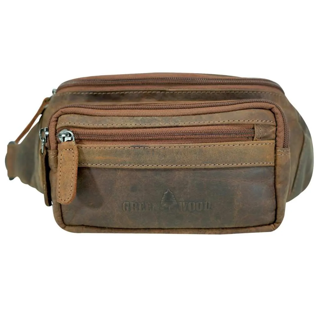Usnjena torbica za okoli pasu Green Wood | Tian