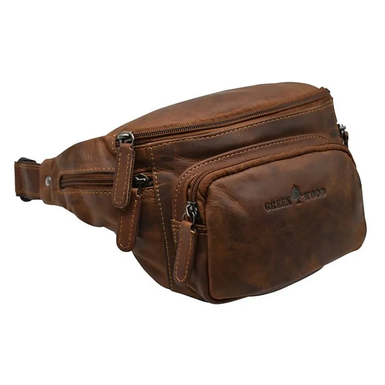 Kožna torbica oko struka Green Wood | Caleb 