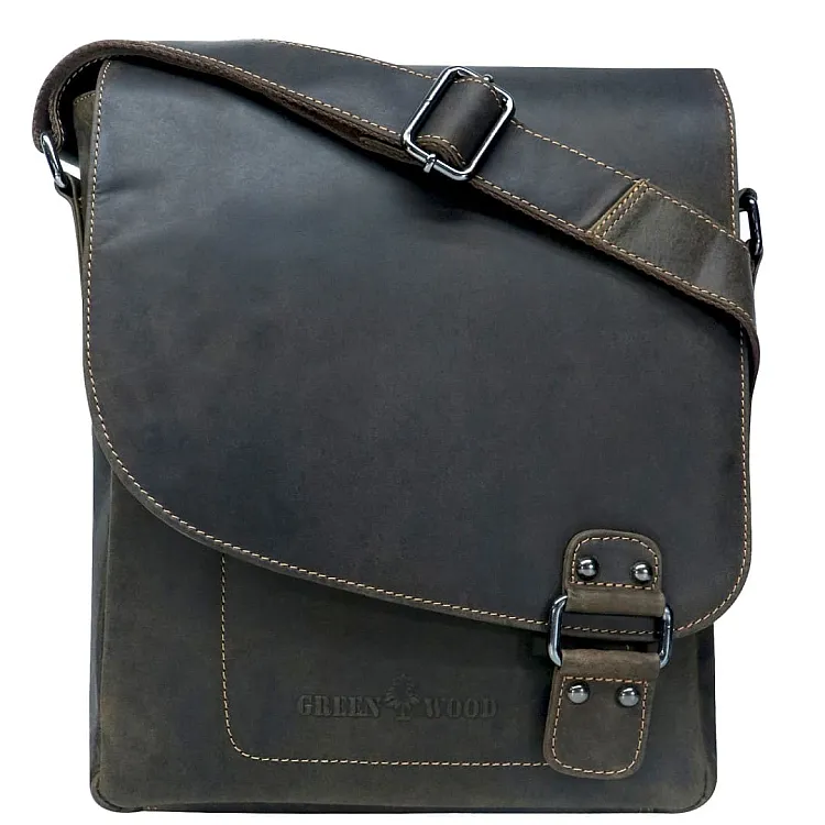 Leather shoulder bag Green Wood | Marcel