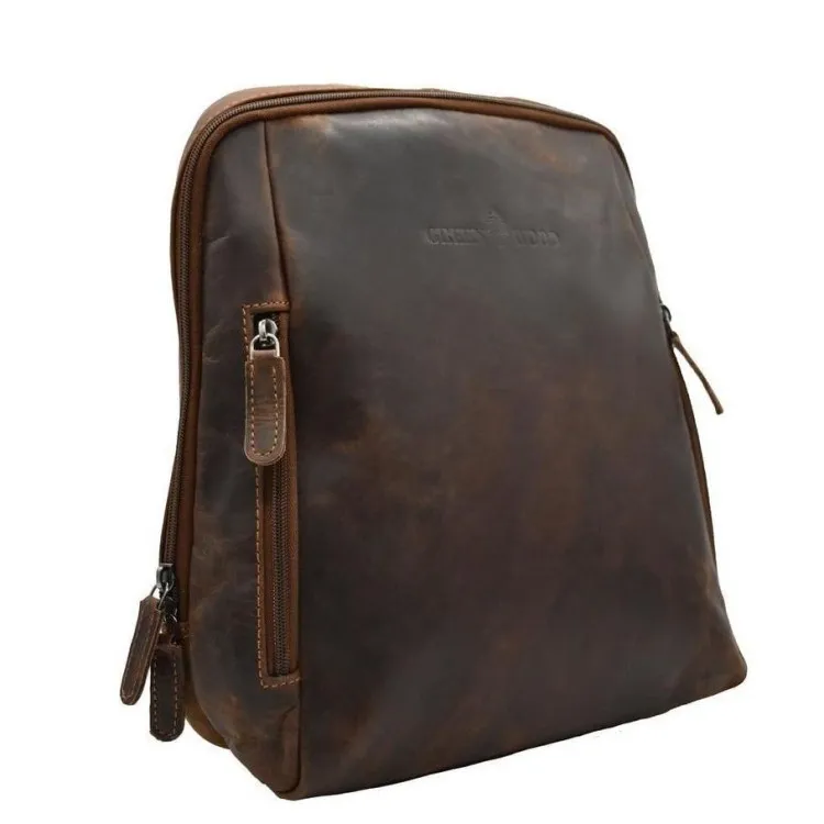 Leather backpack Green Wood | Angel