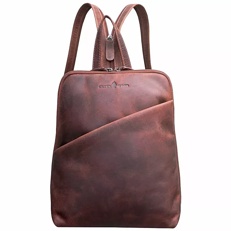 Leather backpack Green Wood | Mery