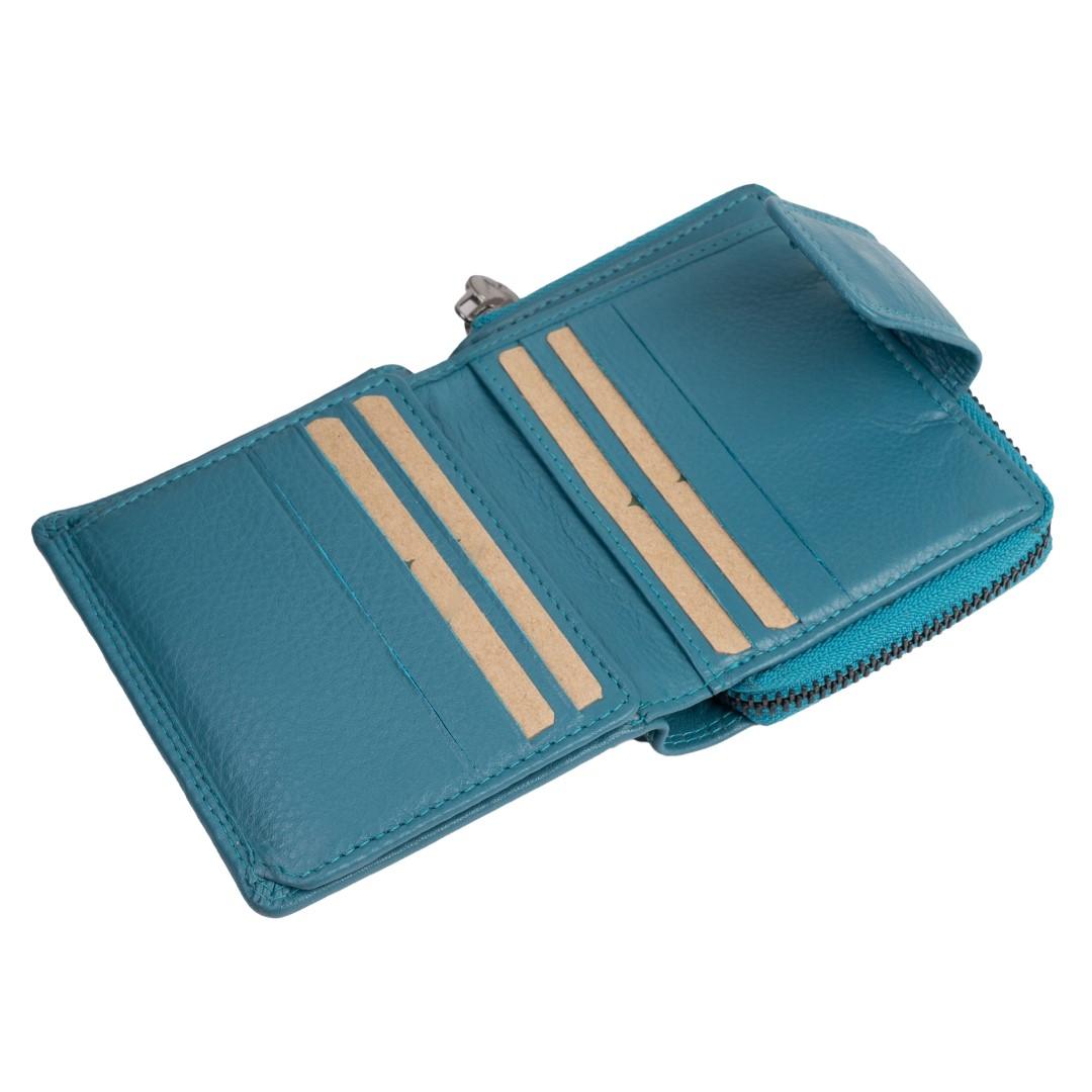Leather wallet for women Green Wood | Terra