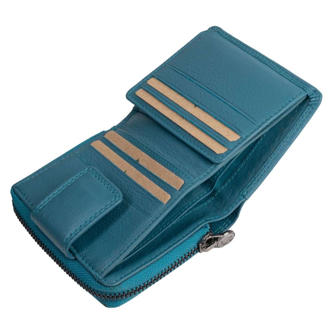 Leather wallet for women Green Wood | Terra