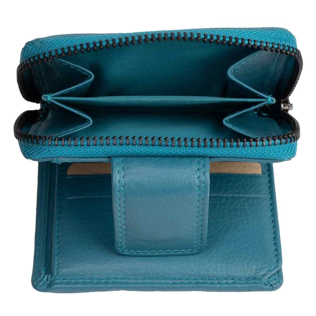Leather wallet for women Green Wood | Terra
