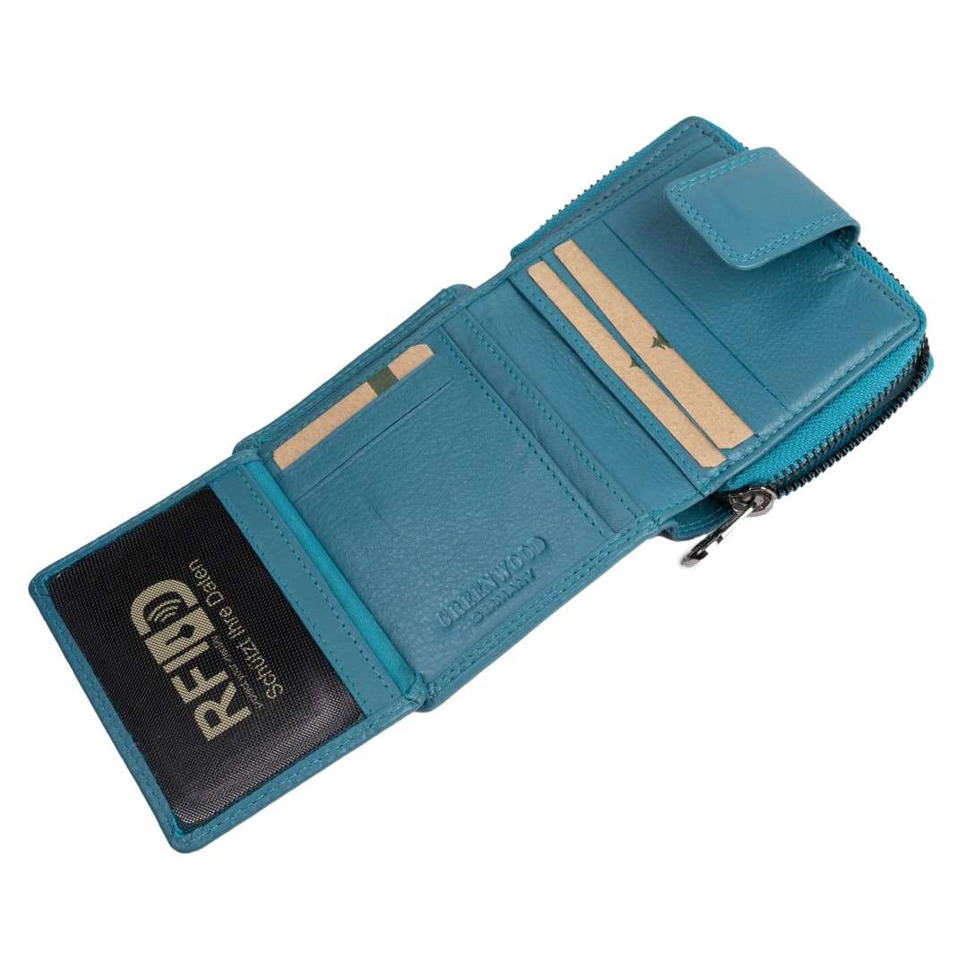 Leather wallet for women Green Wood | Terra