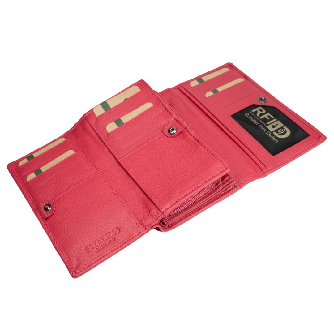 Leather wallet for women Green Wood | Elora