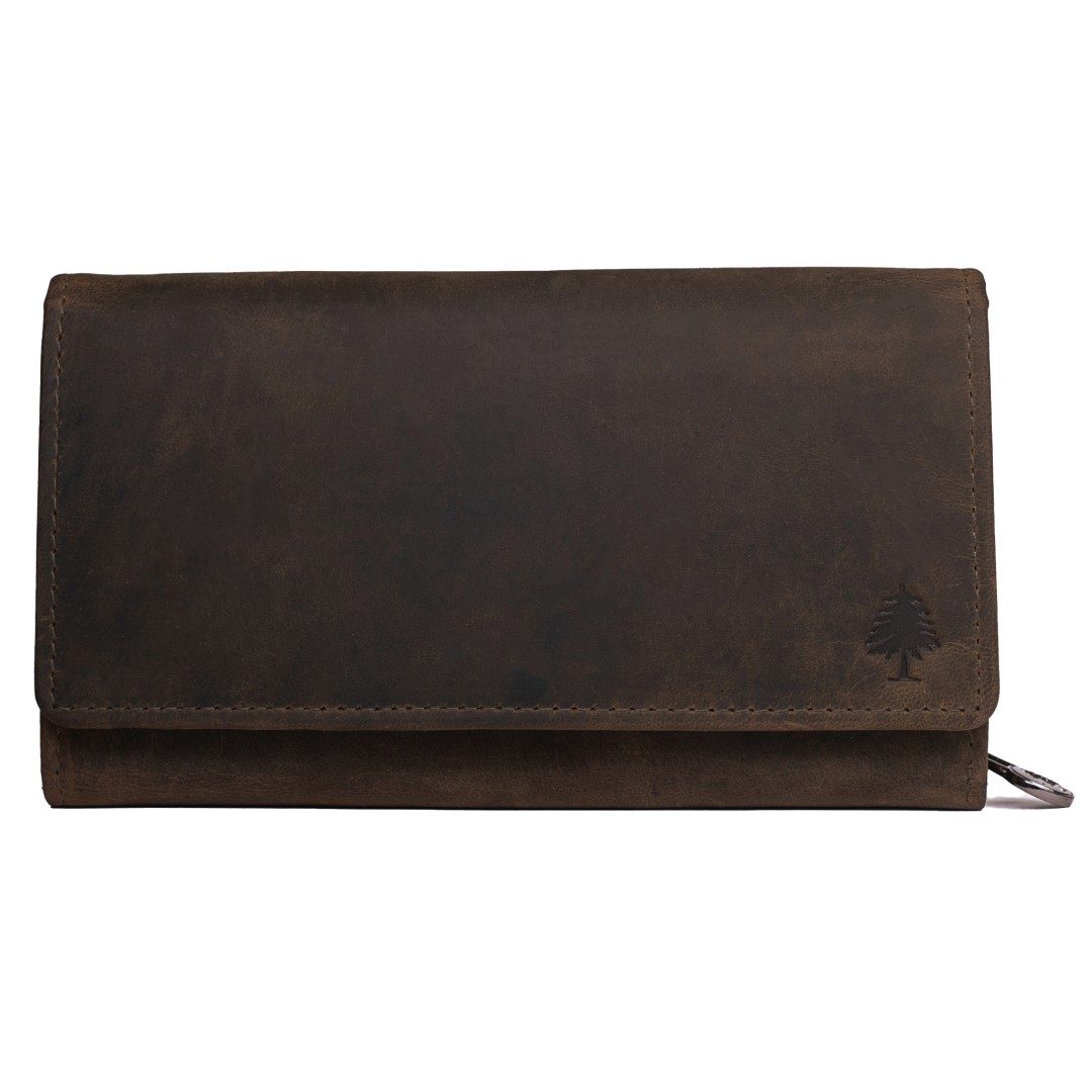 Leather wallet for women Green Wood | Sava