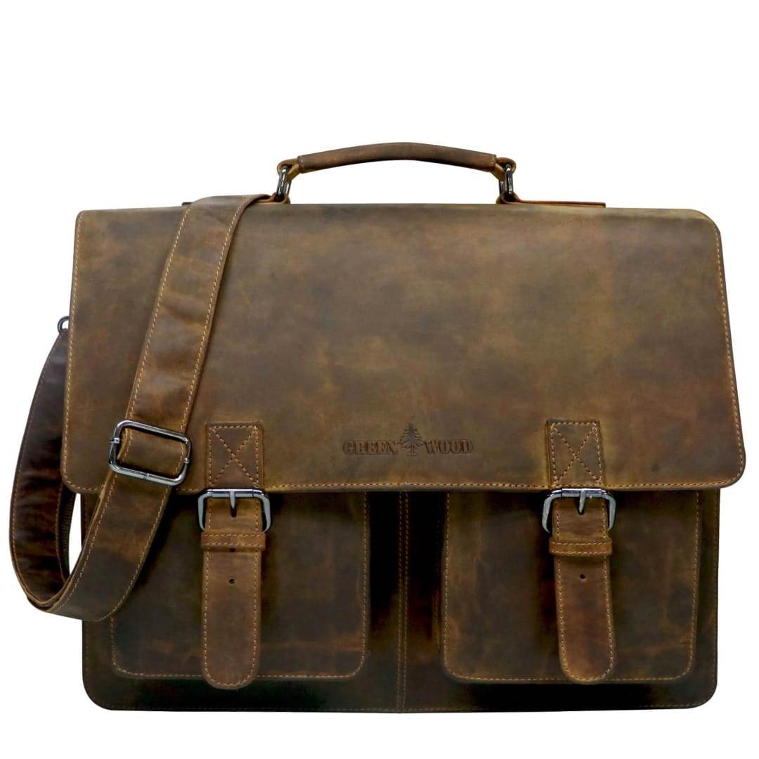 Poslovna torba kožna Green Wood | Vinty