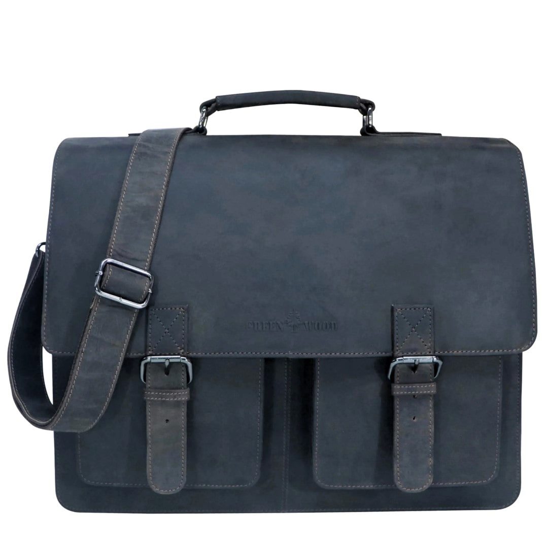 Poslovna torba kožna Green Wood | Vinty