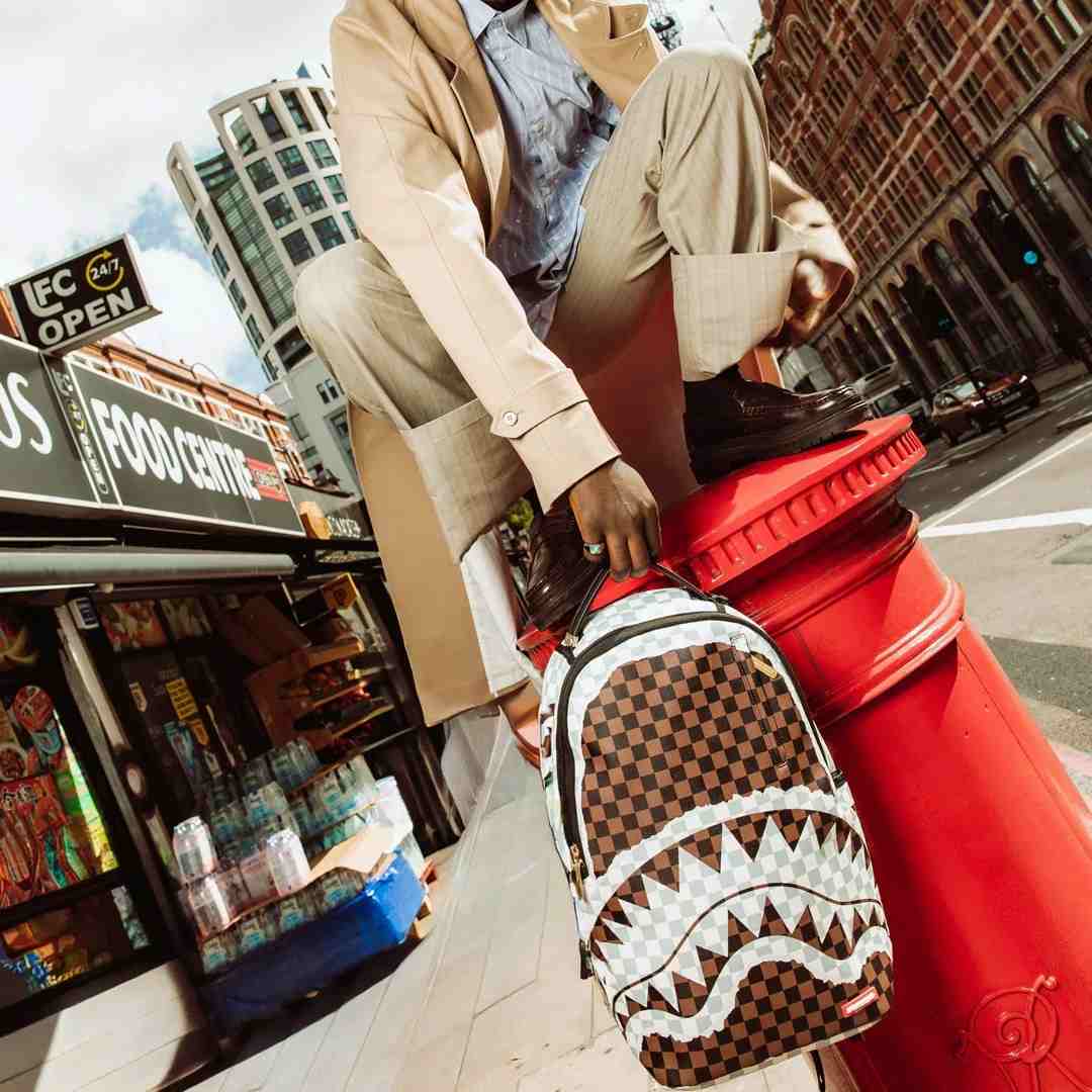 Nahrbtnik Sprayground | Cream And Brown Tear Check