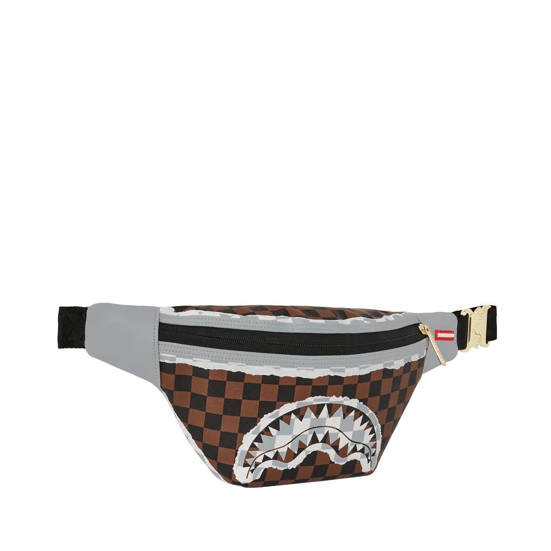 Torbica za okoli pasu Sprayground | Cream And Brown Tear Check Savvy Crossbody