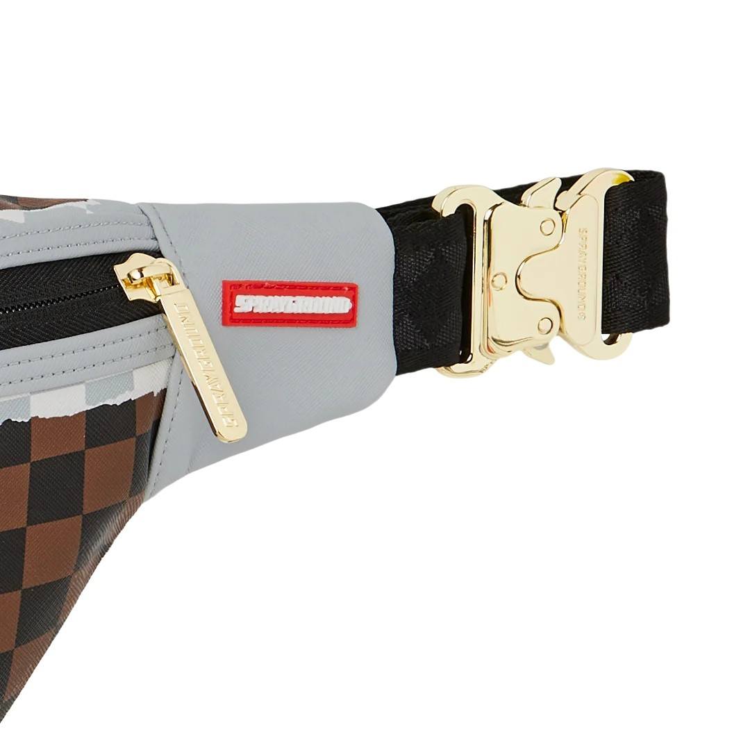 Torbica za okoli pasu Sprayground | Cream And Brown Tear Check Savvy Crossbody