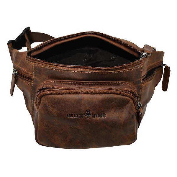 Usnjena torbica za okoli pasu Green Wood | Caleb 