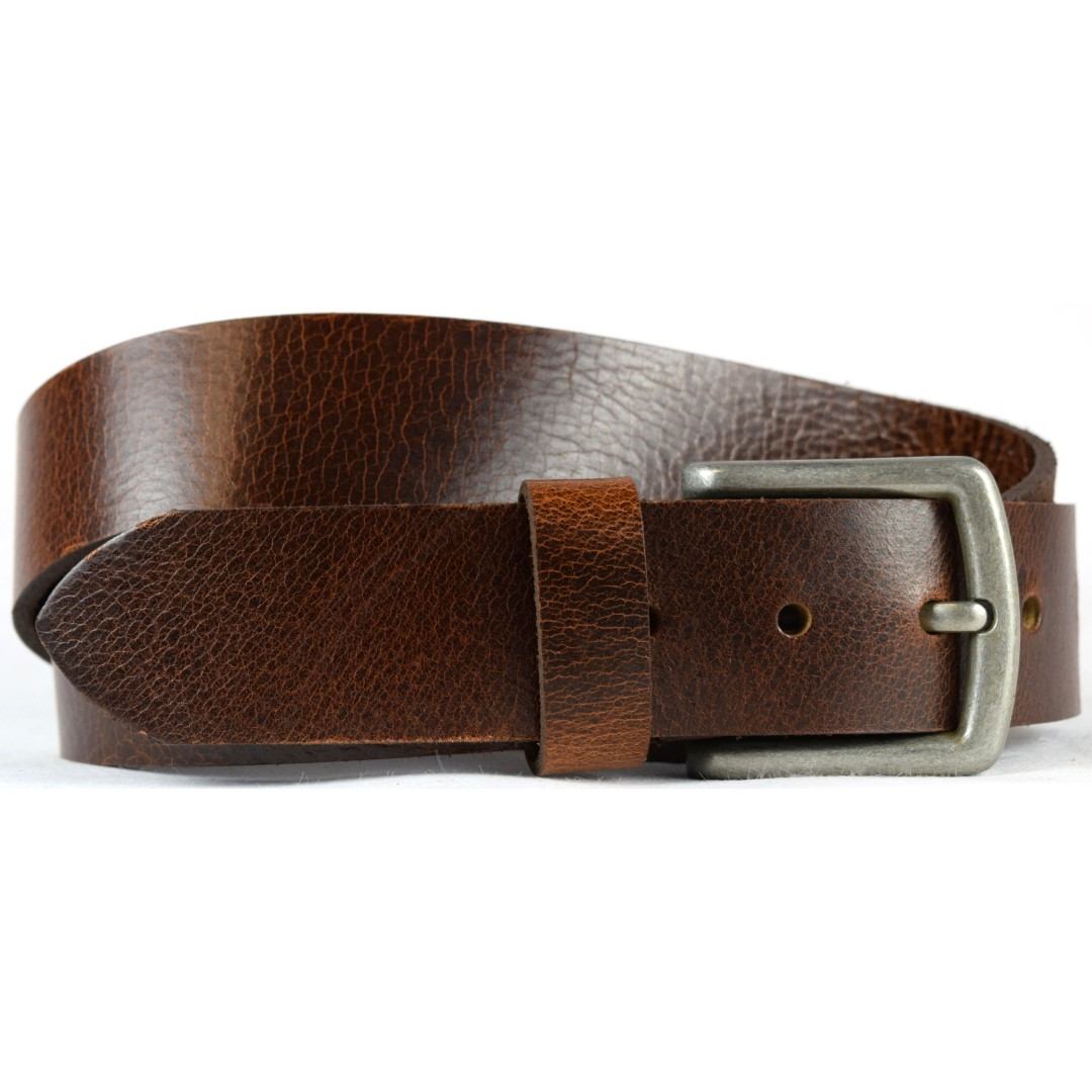 Leather belt JEANS Green Wood | Devin