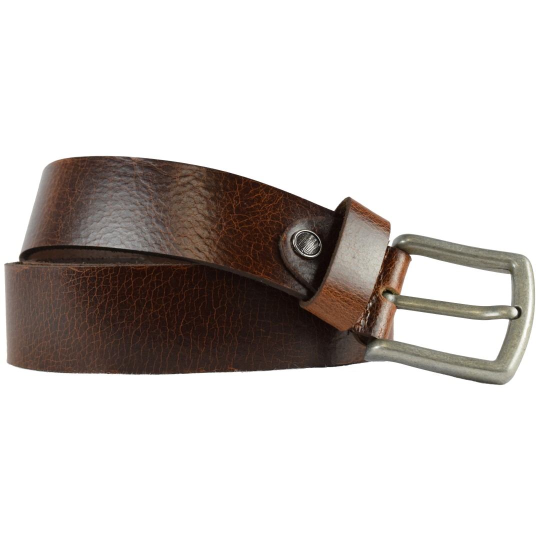 Leather belt JEANS Green Wood | Devin