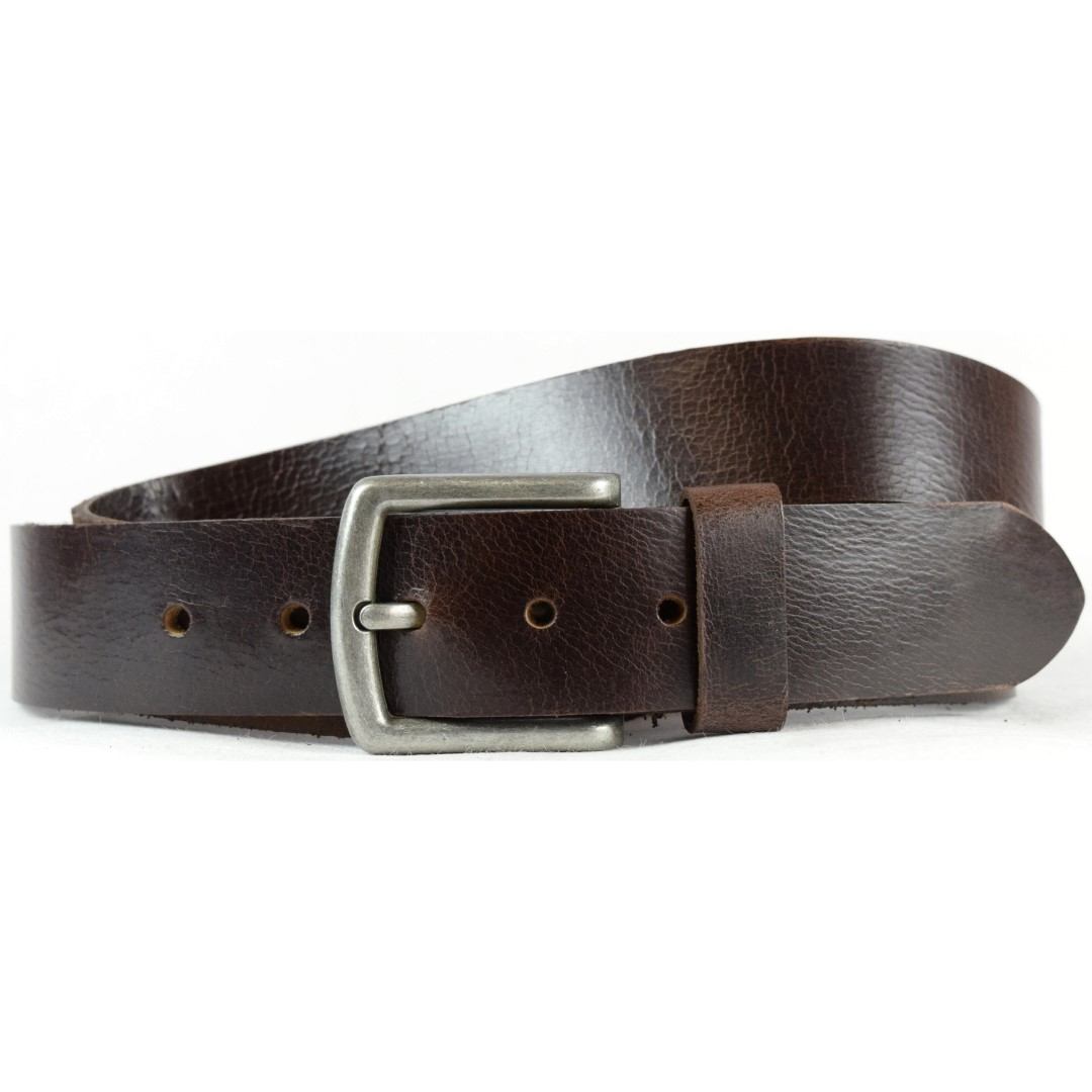 Leather belt JEANS Green Wood | Devin